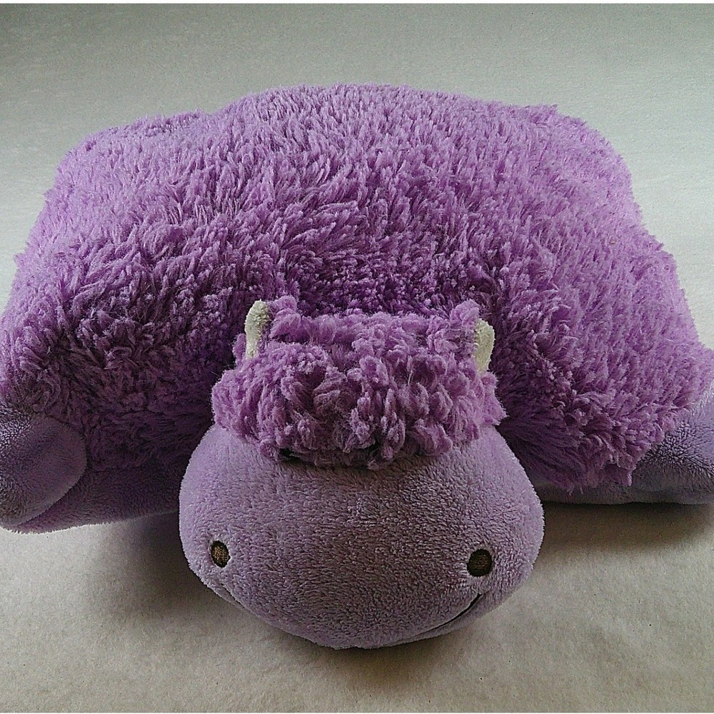 Pillow Pets Pee-Wees Hippo Plush Purple Stuffed Animal Travel Pillow 11 inch